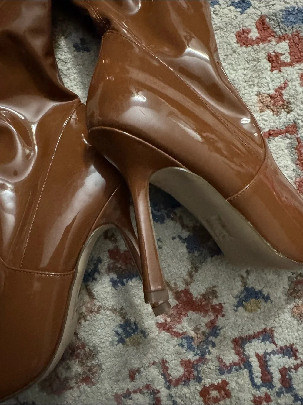 Brown Patent Over-the-Knee Stiletto Boots - Women's